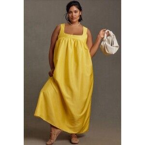 Anthropologie Pinnacle Shruti Sancheti Maxi Dress Yellow Preppy Boho Small NWT